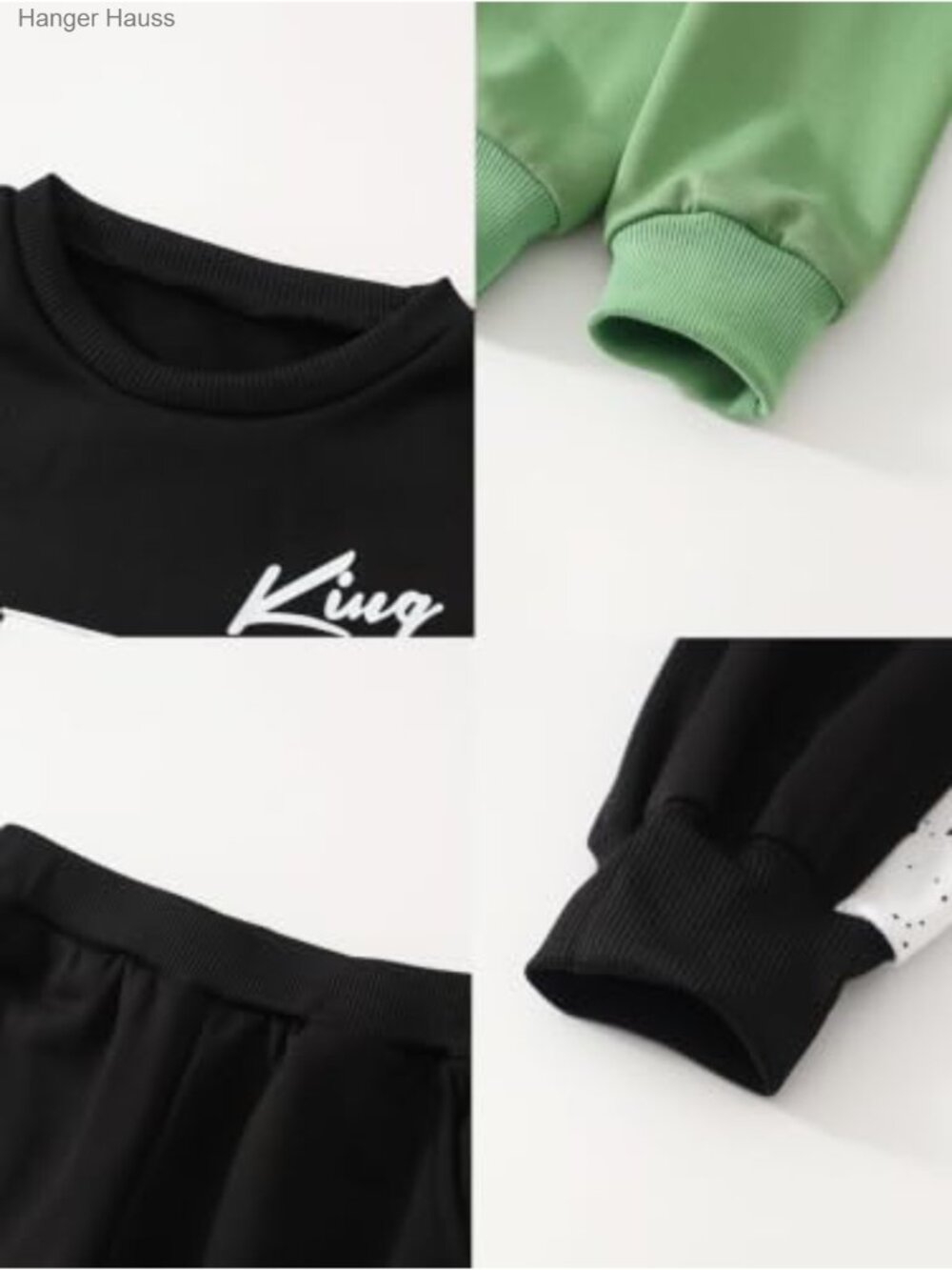Boys 2pc Color Block Sweatshirt Sweatpants Set Long Sleeve Crewneck Joggers - Picture 4 of 6